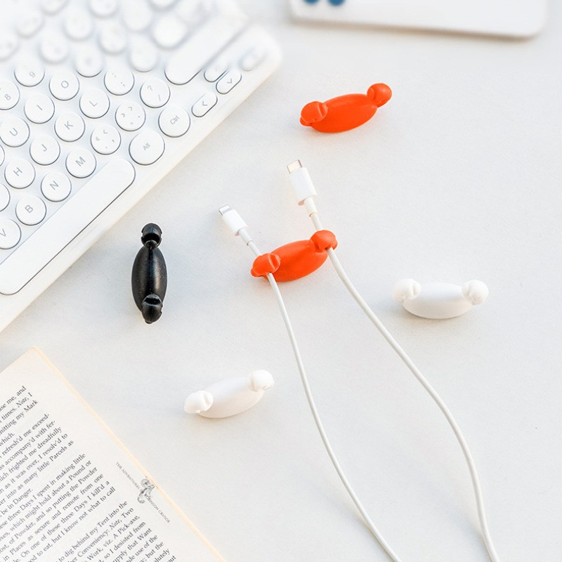 Suport cablu crab de desene animate Clip de gestionare pentru organizator pentru căști USB Înfășurator de cablu din silicon Suport organizator de sârmă cablu