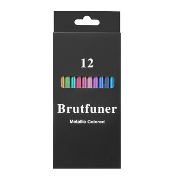 12 έγχρωμα μεταλλικά χρωματιστά μολύβια σχεδίασης Σετ σκίτσο χρωματισμού χρωματιστά μολύβια Brutfuner Profession Art Supplies for Artist