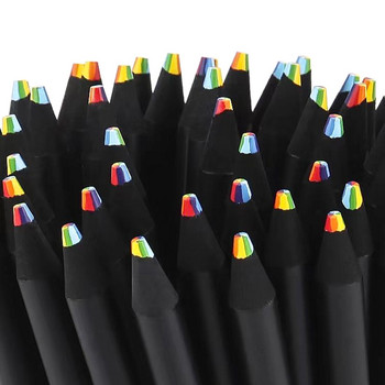 6 бр./лот Концентрична дъга с молив за рисуване Crayones Kawaii Цветен комплект моливи за деца Рисуващи пастели Училищни цветни моливи
