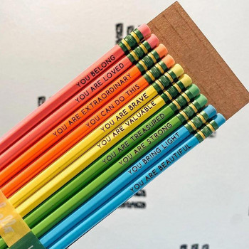 Цветни моливи Моливи за класна стая 10 бр. Положителни моливи с поговорки за ученици Моливи за утвърждаване Подарък за деца в училище