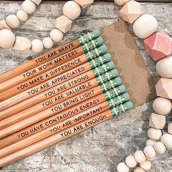 Πολύχρωμα μολύβια Μολύβια τάξης 10τμχ Θετικά μολύβια με ρητά για μαθητές Επιβεβαίωση μολύβια Δώρο για παιδιά σχολείου