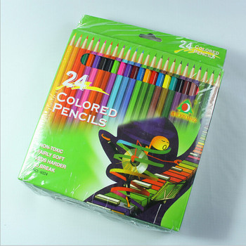 24-цветна дървена боя Комплект цветни моливи Книга за рисуване Специална цветна писалка за оцветяване Детска писалка за канцеларски материали за рисуване