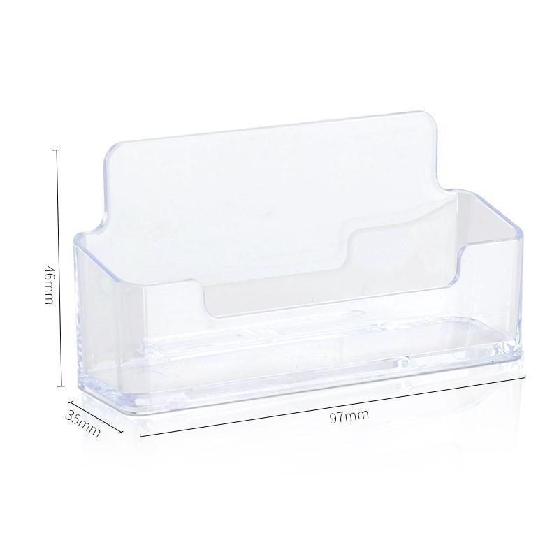 1PC Прозрачен настолен рафт за съхранение Поставка за дисплей Акрилна пластмаса Прозрачен настолен държач за визитки