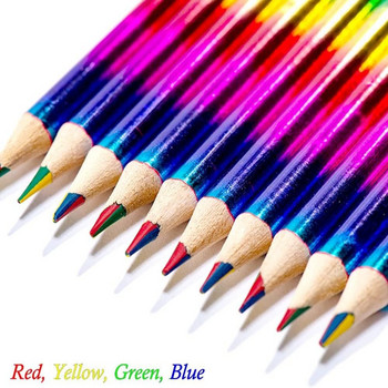 24 Τεμάχια 4 Χρώμα σε 1 Πολύχρωμο Μολύβι Πολύχρωμο Μολύβι Ξύλινο Χρωματιστό Μολύβι, για Σχέδιο, Ζωγραφική, Σκίτσο και άλλα