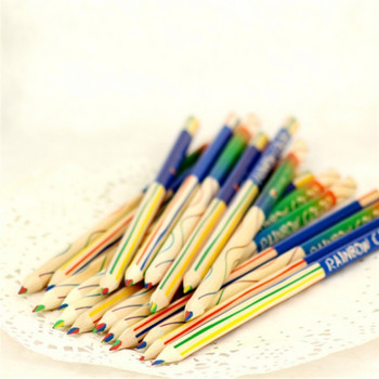 Цветни моливи, моливи Rainbow за ученици, комплекти дървени моливи с дебел прът с острилка за оцветяване Рисуване Скициране