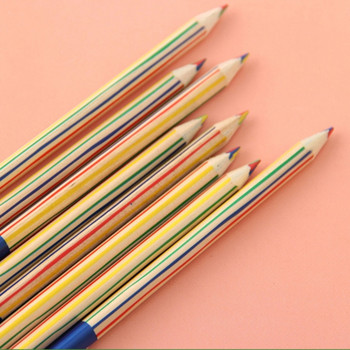 Χρωματιστά μολύβια, μολύβια ουράνιο τόξο για μαθητές, Ξύλινα μολύβι Χοντρή ράβδος σετ με ακονιστήρι για χρωματισμό Σχέδιο σκίτσο