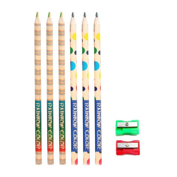 Μολύβια πολλαπλών χρωμάτων, Ξύλινα μολύβια ουράνιο τόξο μολύβια με ξύστρα, πολύχρωμα μολύβια για ζωγραφική χρωματισμός