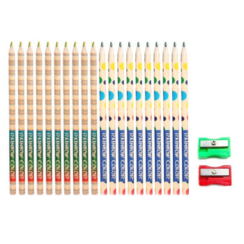Многоцветни моливи, моливи с цвят на дърво, моливи в цвят дъга с острилка, многоцветни моливи за рисуване, оцветяване