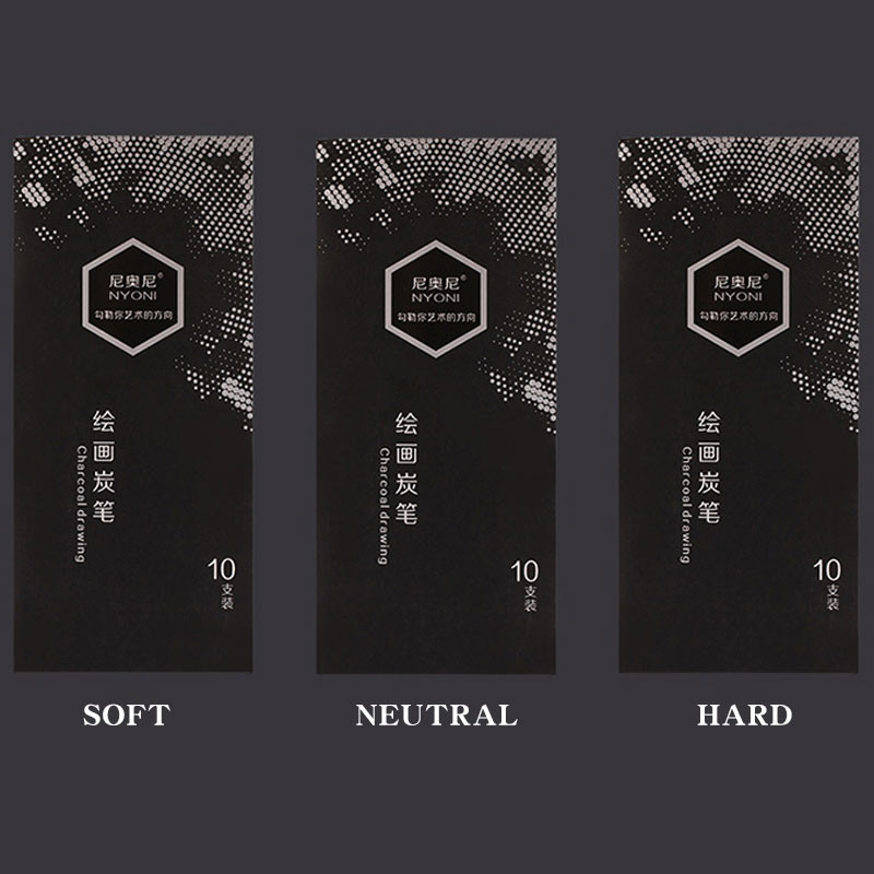 10 бр. Моливи за скици Artist Charcoal Sticks Професионална манга Черен инструмент за рисуване Живописни меки средно твърди художествени канцеларски материали