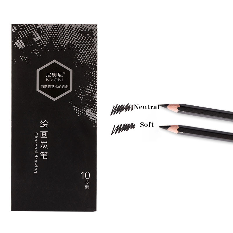 10 бр. Моливи за скици Artist Charcoal Sticks Професионална манга Черен инструмент за рисуване Живописни меки средно твърди художествени канцеларски материали