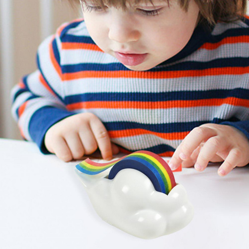 Tape Dispenser Washipaper Rainbow Roll Holder Cute Desktop Cloud Desk Cutting Masking Cartoon Adhesivemachine Supplies