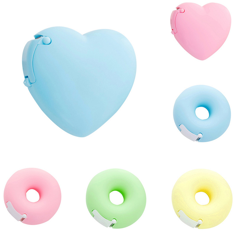 Преносими прекрасна поничка с формата на сърце Диспенсери за тиксо Карикатура Органайзер за цветна лента на руло
