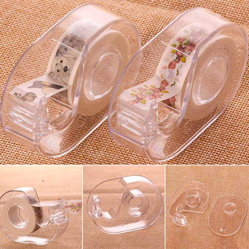 Fashion Transparent Tape Cutter Πλαστικό Washi Paper Tape Ψαλίδι Ταινίες Ειδική θήκη κοπής Σχολικά είδη γραφείου