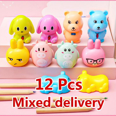 12 бр. Стационарни консумативи Карикатура Креативна острилка за моливи Коледни офис консумативи Kawaii Училищни аксесоари Ръчен инструмент