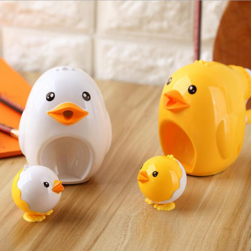 1PCS Kawaii Shapener Сладка кокошка Chick Set Жълто и бяло Острилка за моливи Момче Момиче Обучаващи се канцеларски материали