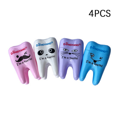 4 vnt./stal. Naujovė vaikiškų dantų formos pieštukų galąstuvas plastikinis kūrybingas spalvotas rašiklio pjaustytuvas vaikams Dovanos Kawaii raštinės reikmenys