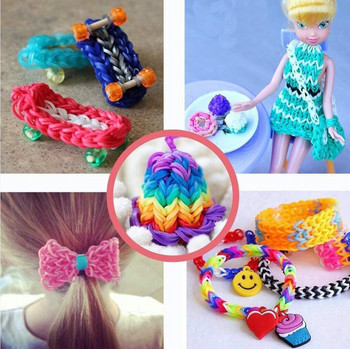 2023 200Pcs Candy Loom Rubber Bands Гривна за деца Гумени ленти за коса Направете тъкани цветни колиета Направи си сам играчки Коледни подаръци