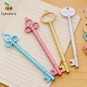 1 бр. Lytwtw's Stationery Kawaii Retro Key Gel Pen Училищни офис консумативи Гел писалка Vintage Handle Novel Creative Сладък доста прекрасен