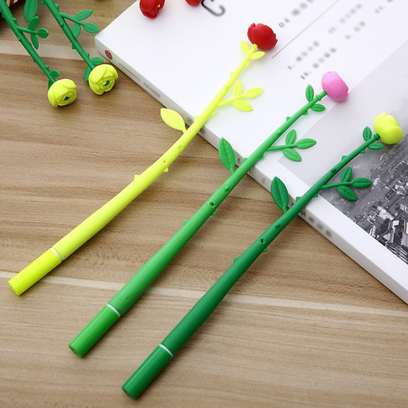 Розови цветя Гел химикалки Силиконови черни мастила Училищни инструменти за писане Домашен декор Рисуване Рисуване Химикалки Училищни пособия Офис аксесоари