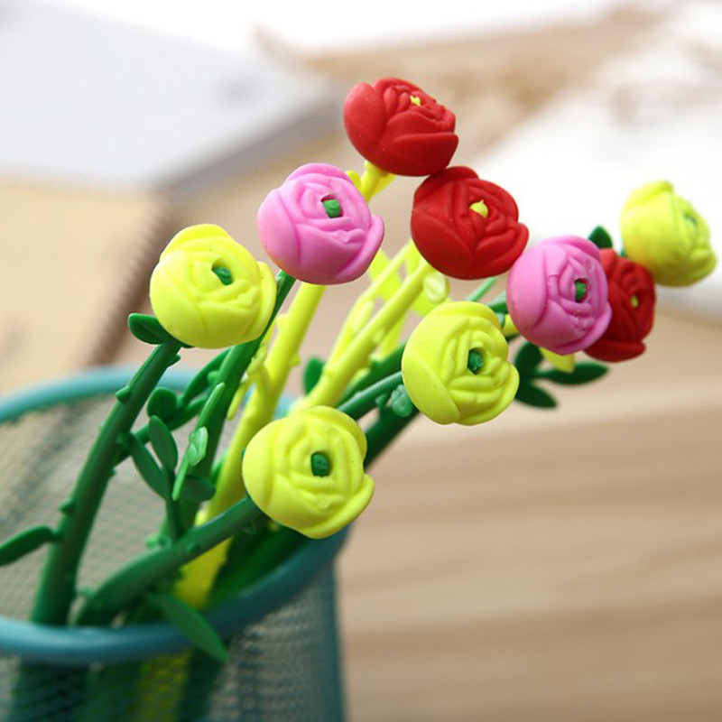 Розови цветя Гел химикалки Силиконови черни мастила Училищни инструменти за писане Домашен декор Рисуване Рисуване Химикалки Училищни пособия Офис аксесоари