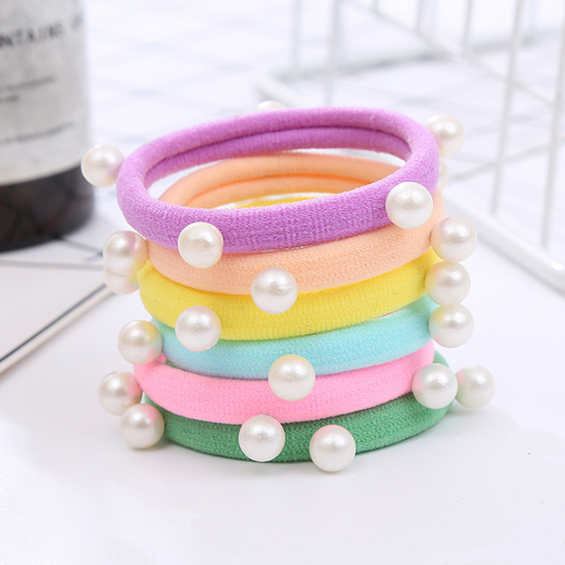 20PCS Pearl Seamless Elastic Hair Bnads Hair Scrunchy за жени Високоеластична гумена лента Държач за опашка Момиче Аксесоари за коса