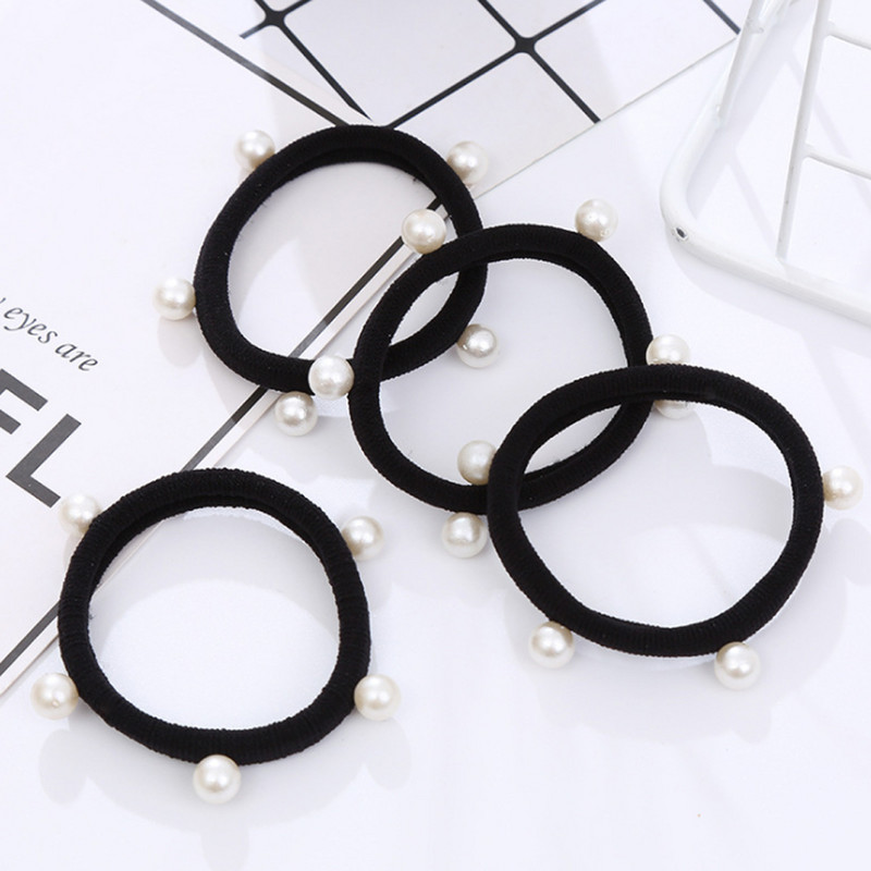 20PCS Pearl Seamless Elastic Hair Bnads Hair Scrunchy за жени Високоеластична гумена лента Държач за опашка Момиче Аксесоари за коса