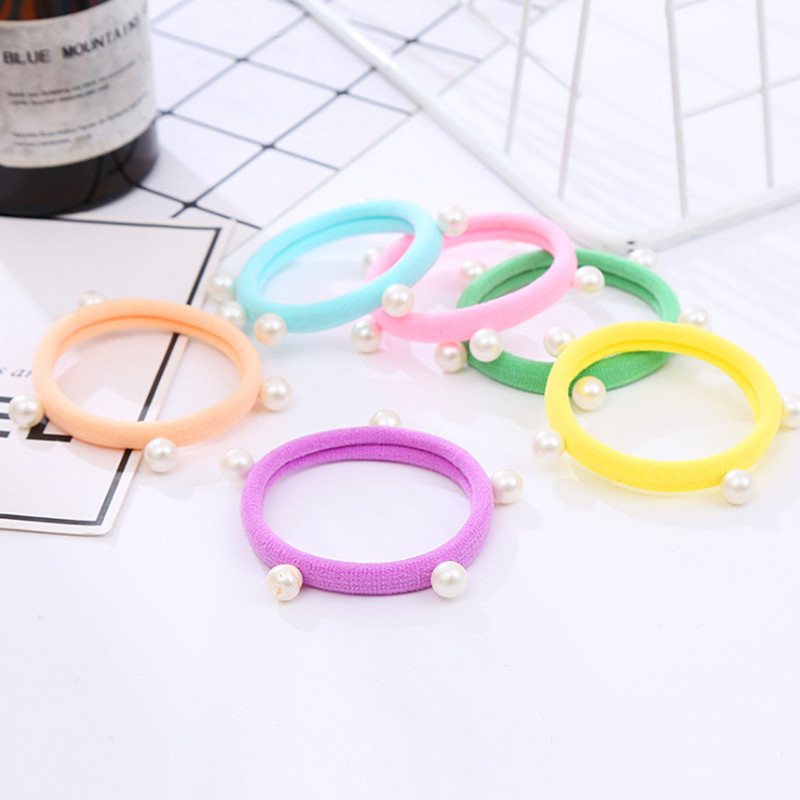 20PCS Pearl Seamless Elastic Hair Bnads Hair Scrunchy за жени Високоеластична гумена лента Държач за опашка Момиче Аксесоари за коса