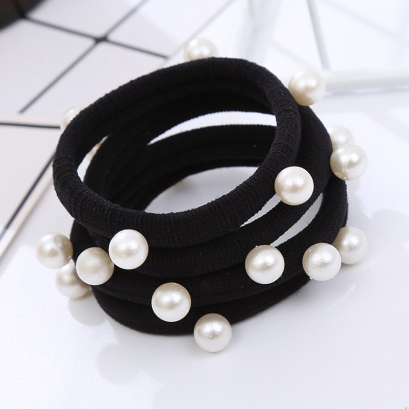 20PCS Pearl Seamless Elastic Hair Bnads Hair Scrunchy за жени Високоеластична гумена лента Държач за опашка Момиче Аксесоари за коса