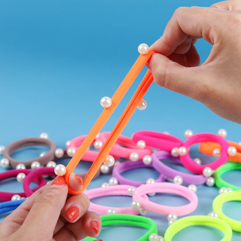 10 KOM/lot Držači za kosu u fluorescentnoj boji bombona Visokokvalitetne biserne gumice Gumice za kosu Dodaci Djevojke Žene Guma za kravate