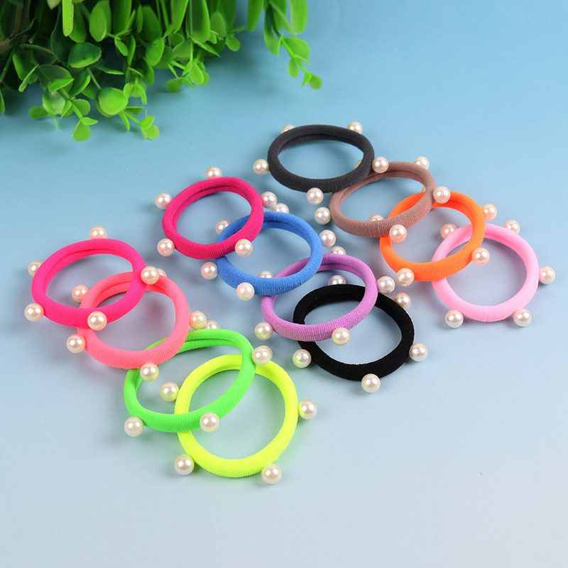 10 KOM/lot Držači za kosu u fluorescentnoj boji bombona Visokokvalitetne biserne gumice Gumice za kosu Dodaci Djevojke Žene Guma za kravate