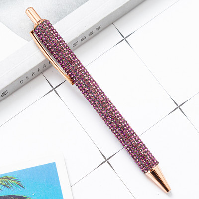 1 gabals Lytwtw lodīšu pildspalva Luksusa Rhinestone Cute Kāzu Rozā zelta Metāla Kancelejas preces Skolas Biroja piederumi Augstas kvalitātes pildspalvas