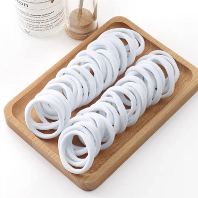 50 БР. 4,5 СМ памучни еластични връзки за коса за жени Конска опашка Безшевни меки ленти за коса Модни аксесоари за коса Многоцветна прическа