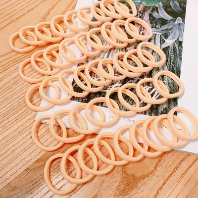 50 БР. 4,5 СМ памучни еластични връзки за коса за жени Конска опашка Безшевни меки ленти за коса Модни аксесоари за коса Многоцветна прическа