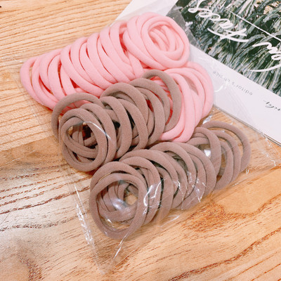 50 БР. 4,5 СМ памучни еластични връзки за коса за жени Конска опашка Безшевни меки ленти за коса Модни аксесоари за коса Многоцветна прическа
