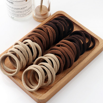 50 БР. 4,5 СМ памучни еластични връзки за коса за жени Конска опашка Безшевни меки ленти за коса Модни аксесоари за коса Многоцветна прическа