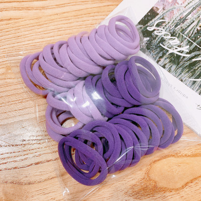 50 БР. 4,5 СМ памучни еластични връзки за коса за жени Конска опашка Безшевни меки ленти за коса Модни аксесоари за коса Многоцветна прическа