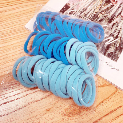 50 БР. 4,5 СМ памучни еластични връзки за коса за жени Конска опашка Безшевни меки ленти за коса Модни аксесоари за коса Многоцветна прическа