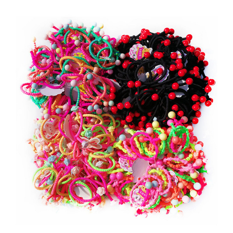 30 KOM Dvostruke perle od užeta Gumice za kosu s čvorovima, elastične gumene trake, ukrasi za kosu za djevojčice u slatkim bojama, dodaci za kosu