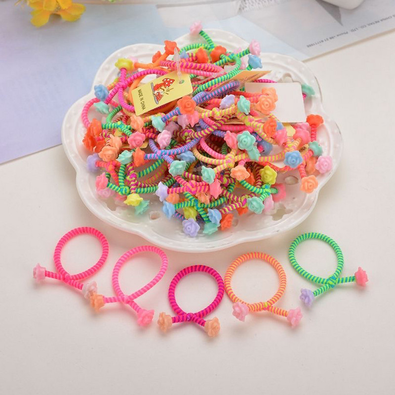 30 KOM Dvostruke perle od užeta Gumice za kosu s čvorovima, elastične gumene trake, ukrasi za kosu za djevojčice u slatkim bojama, dodaci za kosu