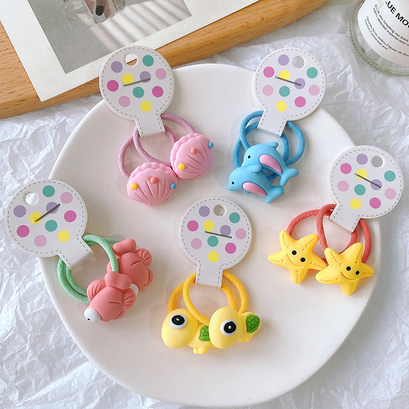 2 vnt Animacinių filmų povandeninis serialas Princesės galvos apdangalai Mieli vaikiški elastinės plaukų juostos Vaikų plaukų kaklaraiščiai mergaičių aksesuarai kūdikių galvos apdangalai