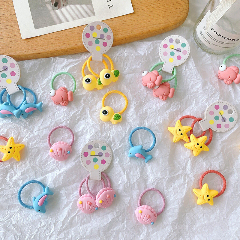 2 vnt Animacinių filmų povandeninis serialas Princesės galvos apdangalai Mieli vaikiški elastinės plaukų juostos Vaikų plaukų kaklaraiščiai mergaičių aksesuarai kūdikių galvos apdangalai