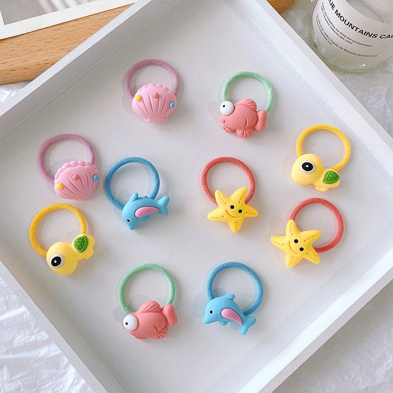 2 vnt Animacinių filmų povandeninis serialas Princesės galvos apdangalai Mieli vaikiški elastinės plaukų juostos Vaikų plaukų kaklaraiščiai mergaičių aksesuarai kūdikių galvos apdangalai