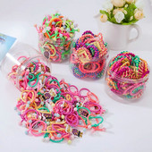 30 ΤΕΜ Χάντρες από σχοινί με διπλό άκρο Ζώνες μαλλιών Ελαστική κορδέλα με κόμπους για κορίτσια Χρώματα καραμέλα Αλογοουρά Αξεσουάρ μαλλιών