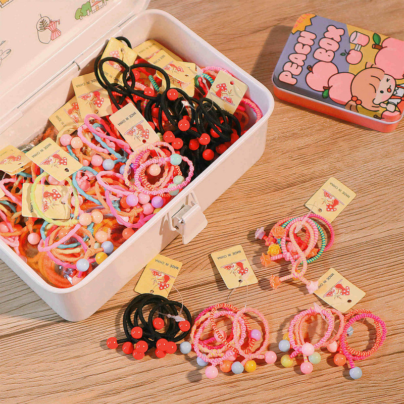 30 ΤΕΜ Χάντρες από σχοινί με διπλό άκρο Ζώνες μαλλιών Ελαστική κορδέλα με κόμπους για κορίτσια Χρώματα καραμέλα Αλογοουρά Αξεσουάρ μαλλιών