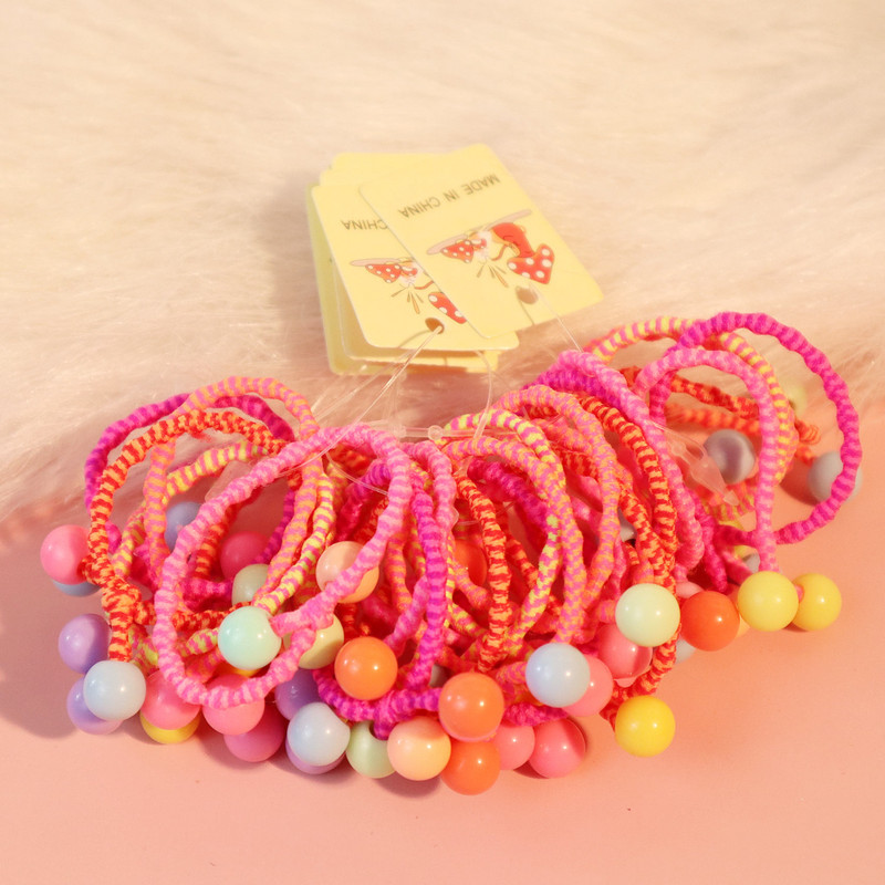 30 ΤΕΜ Χάντρες από σχοινί με διπλό άκρο Ζώνες μαλλιών Ελαστική κορδέλα με κόμπους για κορίτσια Χρώματα καραμέλα Αλογοουρά Αξεσουάρ μαλλιών