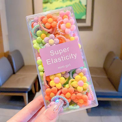 30PCS Baby Girls Candy Cotto 2CM Мини вратовръзки за коса за деца Thumb Hairbands Меки модни аксесоари за коса Акрилна кутия