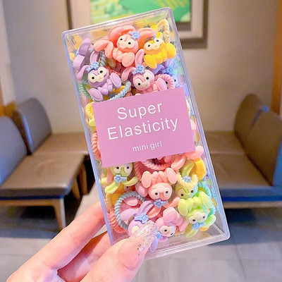 30PCS Baby Girls Candy Cotto 2CM Мини вратовръзки за коса за деца Thumb Hairbands Меки модни аксесоари за коса Акрилна кутия