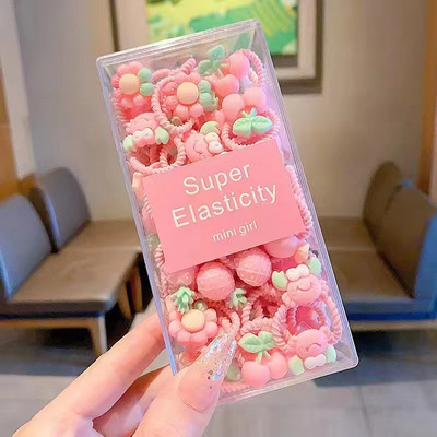 30PCS Baby Girls Candy Cotto 2CM Мини вратовръзки за коса за деца Thumb Hairbands Меки модни аксесоари за коса Акрилна кутия