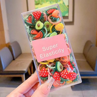 30PCS Baby Girls Candy Cotto 2CM Мини вратовръзки за коса за деца Thumb Hairbands Меки модни аксесоари за коса Акрилна кутия