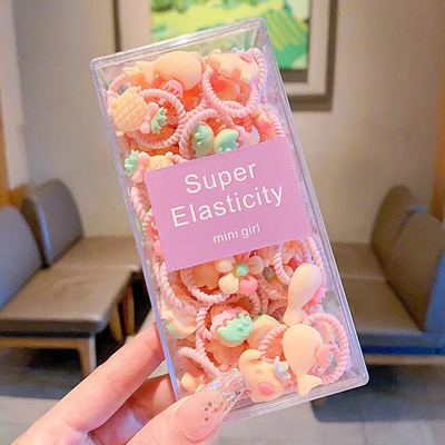 30PCS Baby Girls Candy Cotto 2CM Мини вратовръзки за коса за деца Thumb Hairbands Меки модни аксесоари за коса Акрилна кутия